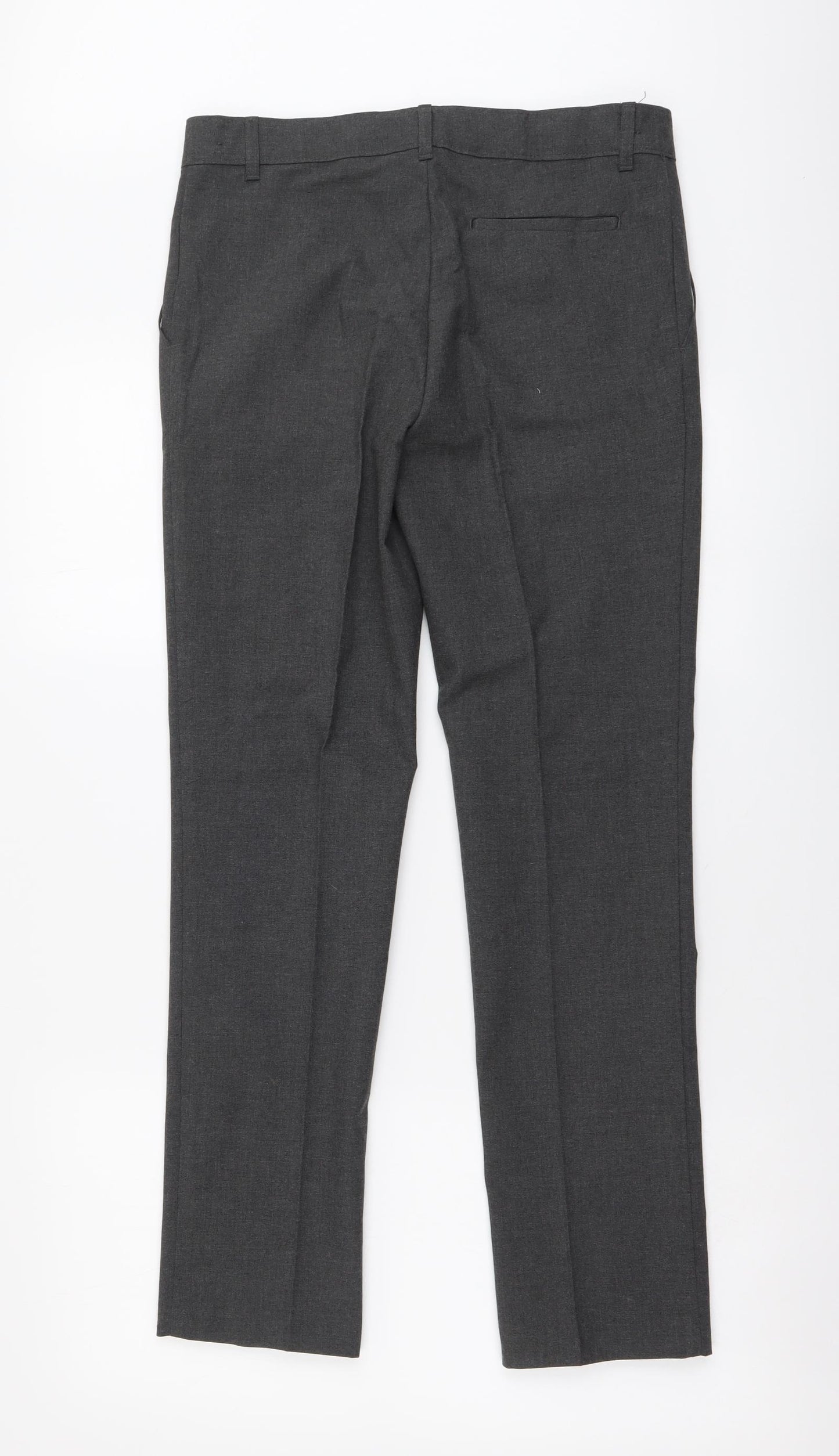 Marks and Spencer Boys Grey Polyester Chino Trousers Size 13-14 Years Regular Button