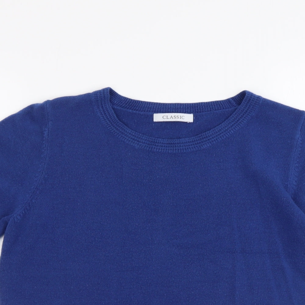 Marks and Spencer Womens Blue Round Neck Acrylic Pullover Jumper Size 10