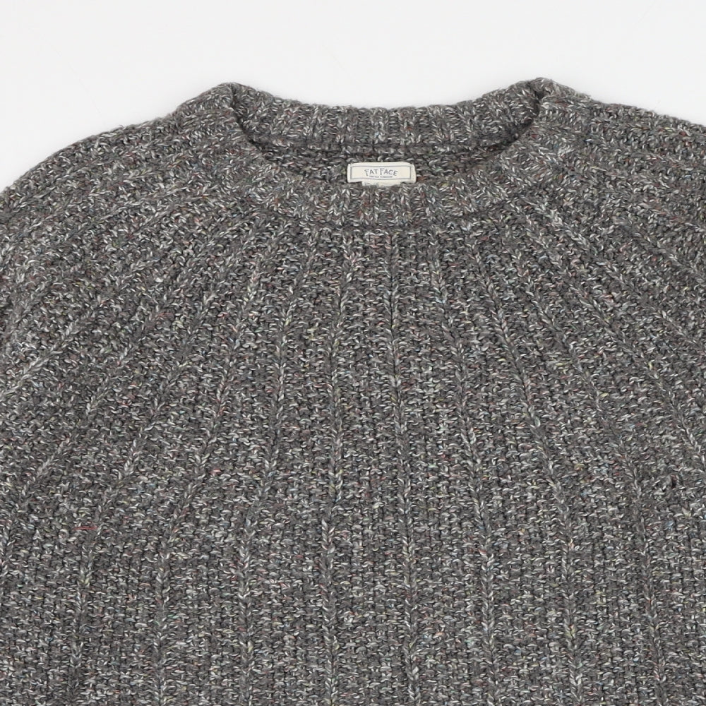 Fat Face Womens Grey Round Neck Acrylic Pullover Jumper Size 18