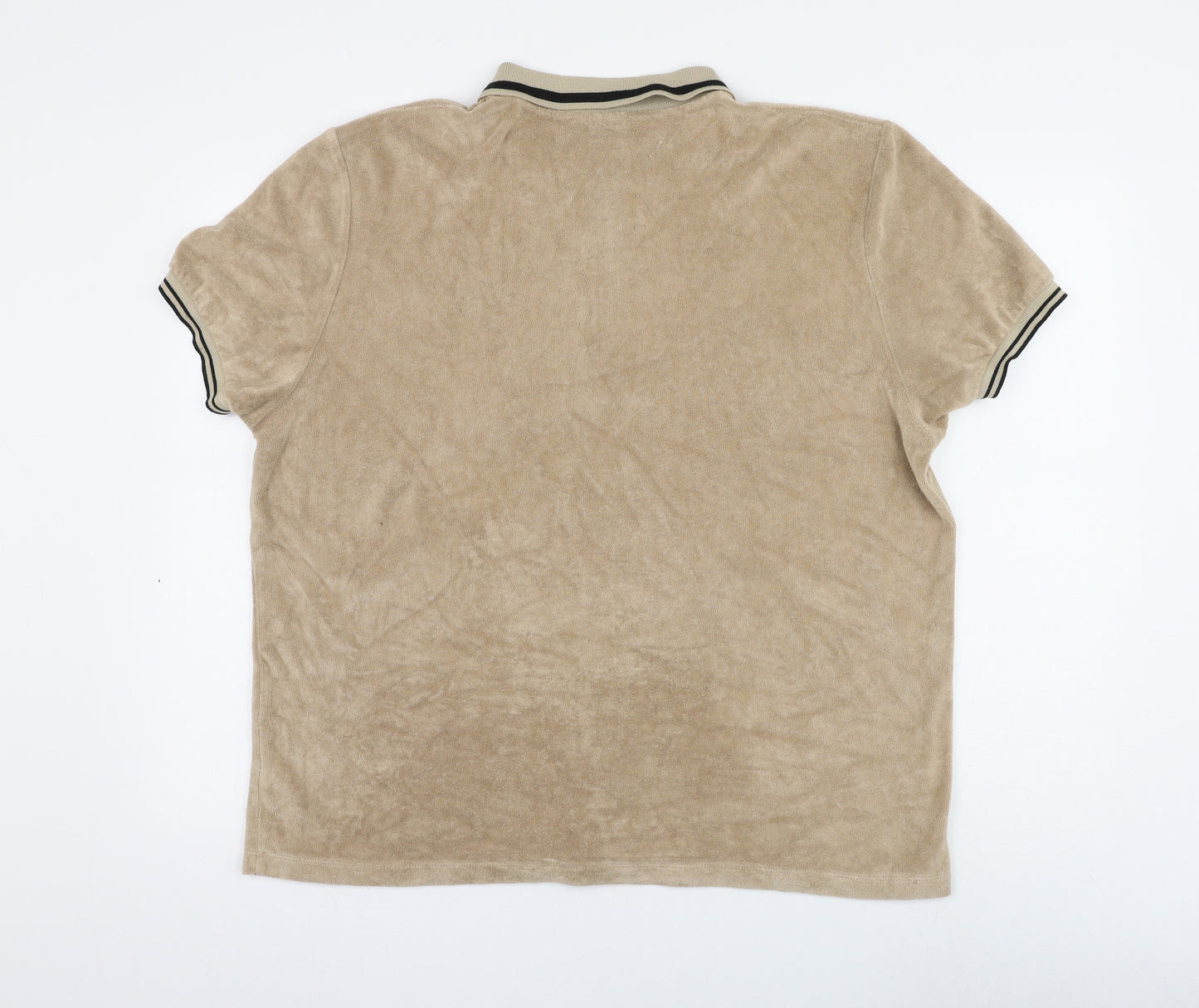 ASOS Mens Brown Cotton T-Shirt Size 2XL Collared - 1/4 Zip