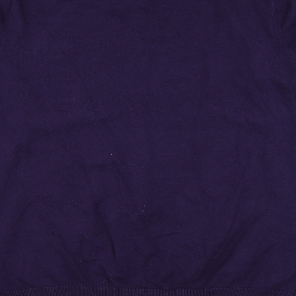 George Mens Purple Collared Cotton Pullover Jumper Size XL