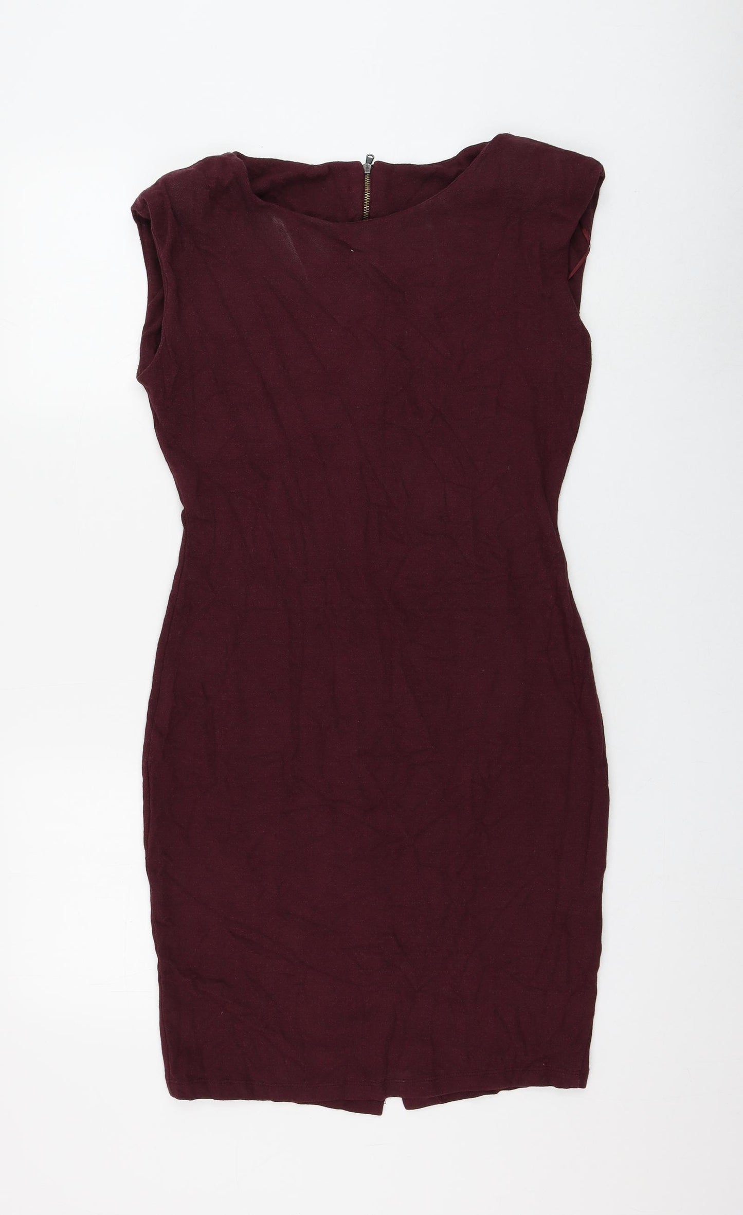 F&F Womens Purple Viscose Bodycon Size 14 Round Neck Zip