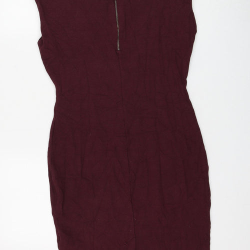 F&F Womens Purple Viscose Bodycon Size 14 Round Neck Zip