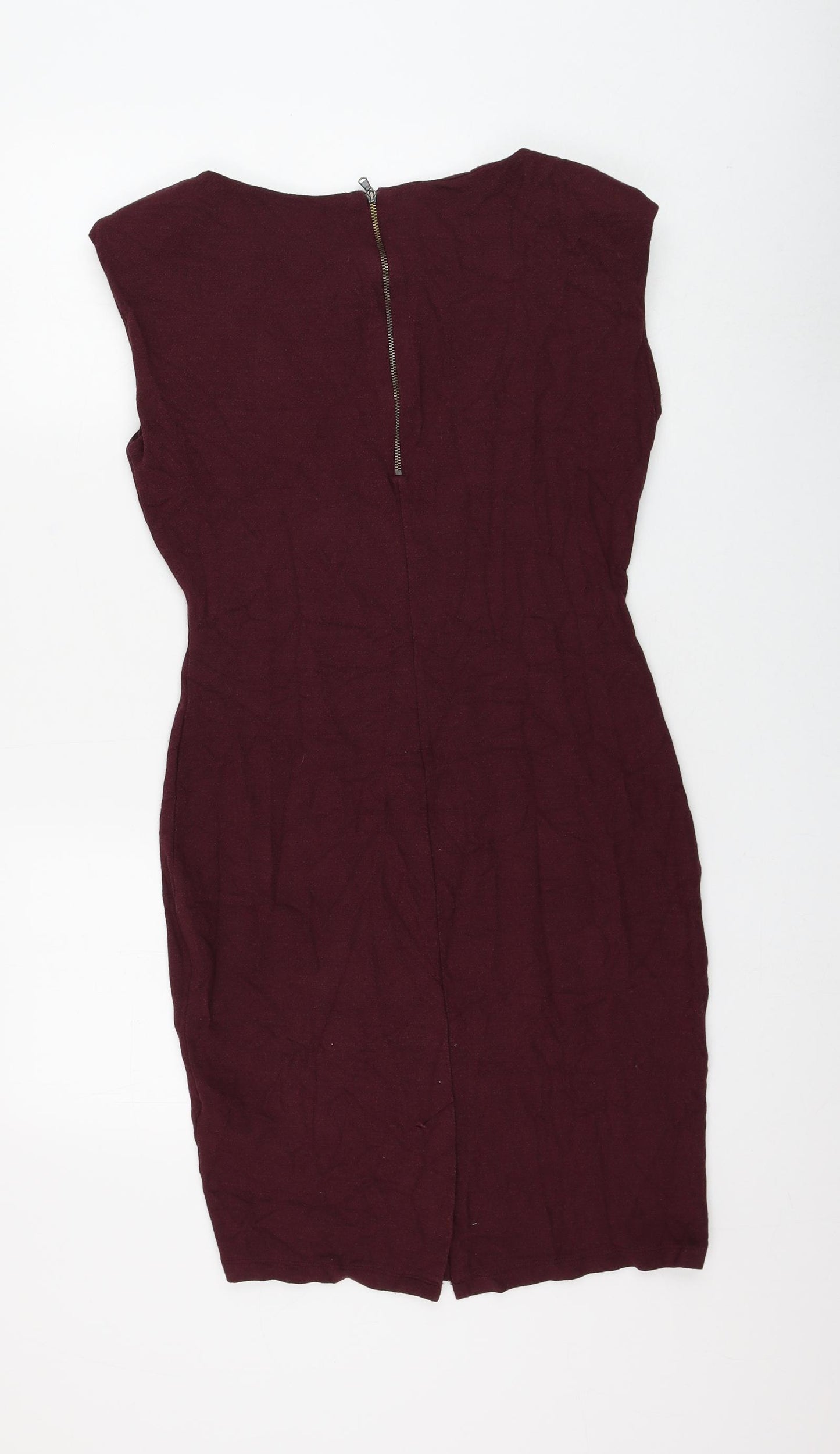 F&F Womens Purple Viscose Bodycon Size 14 Round Neck Zip