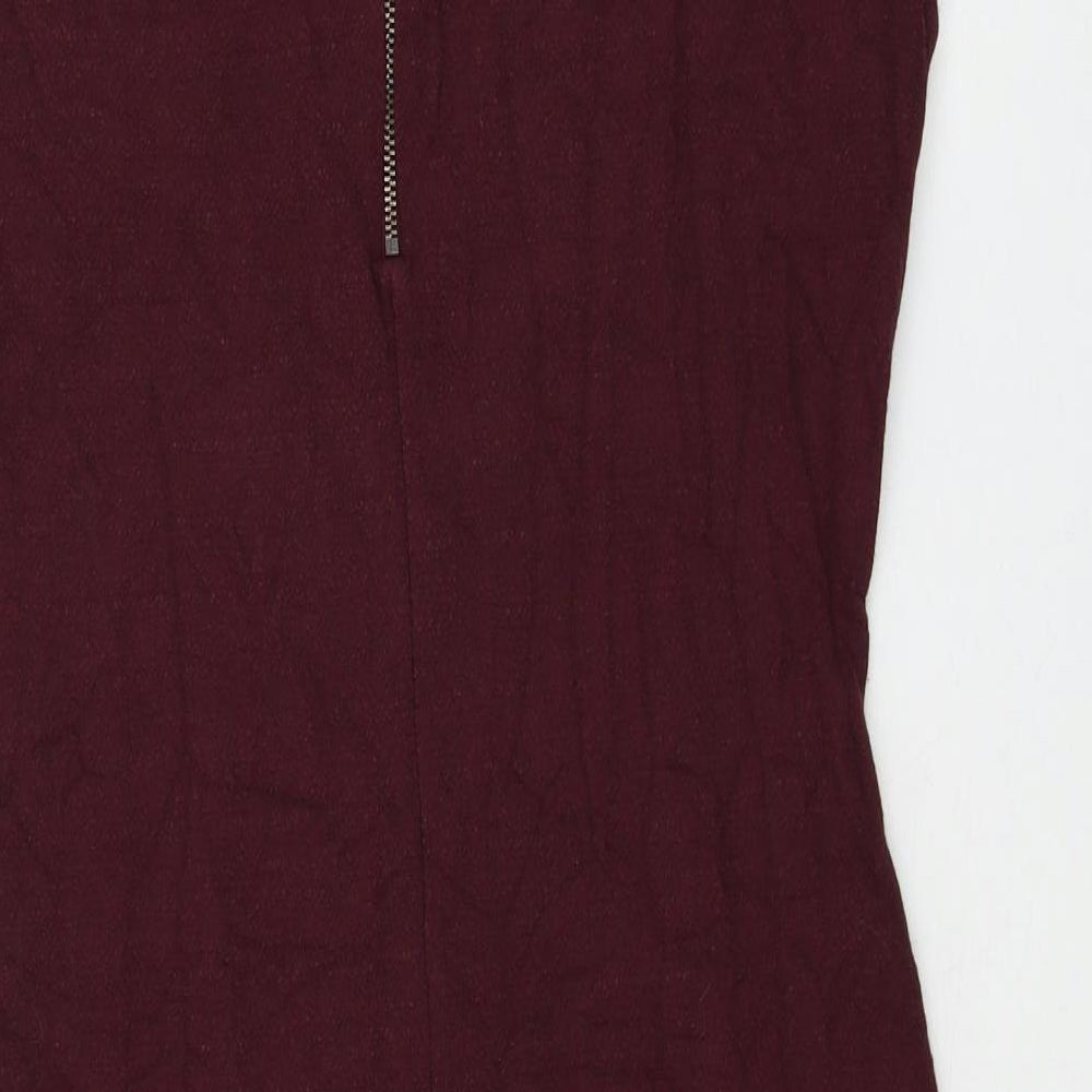 F&F Womens Purple Viscose Bodycon Size 14 Round Neck Zip
