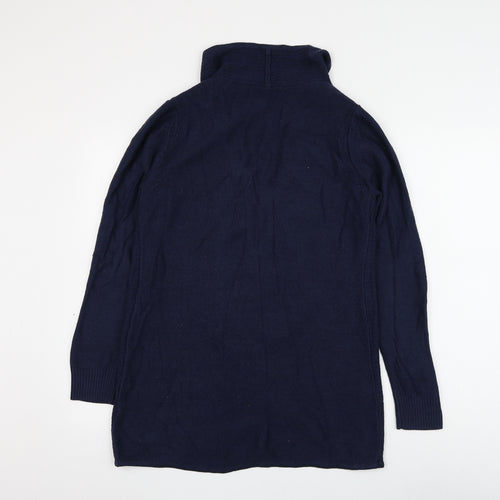 BHS Womens Blue V-Neck Acrylic Cardigan Jumper Size 12