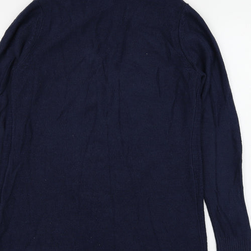 BHS Womens Blue V-Neck Acrylic Cardigan Jumper Size 12
