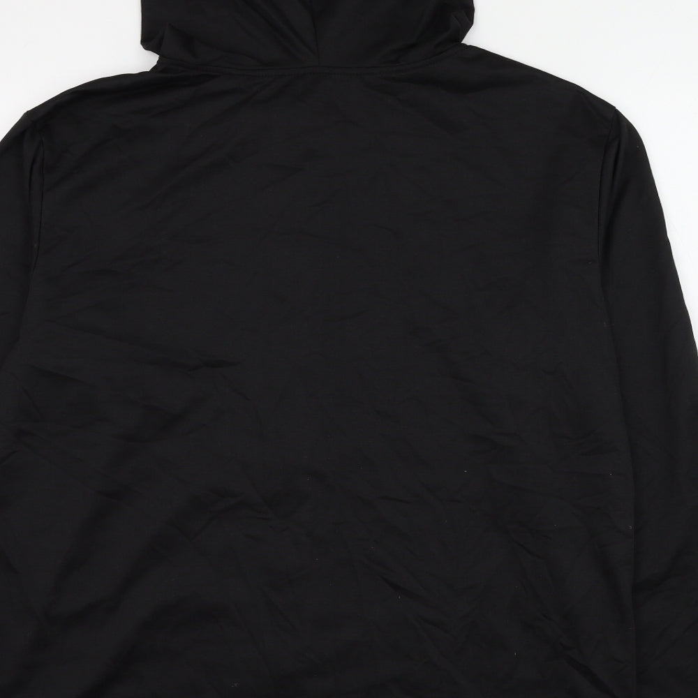 SheIn Mens Black Polyester Full Zip Hoodie Size XL - Coconut Tree