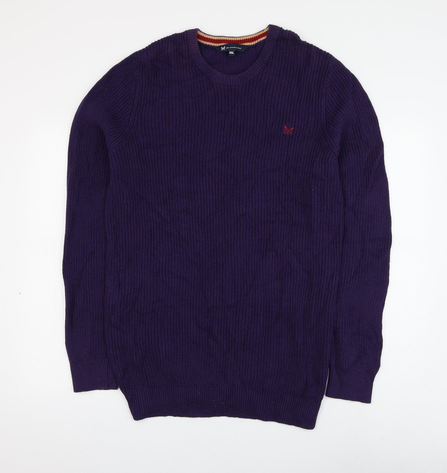 Crew Clothing Mens Purple Round Neck Cotton Pullover Jumper Size 2XL