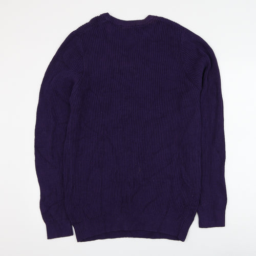 Crew Clothing Mens Purple Round Neck Cotton Pullover Jumper Size 2XL