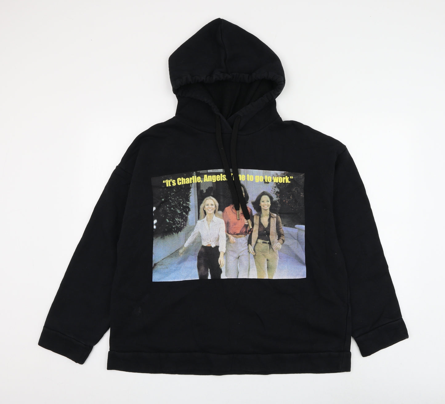 Zara Womens Black Cotton Pullover Hoodie Size L Pullover - Charlie's Angels