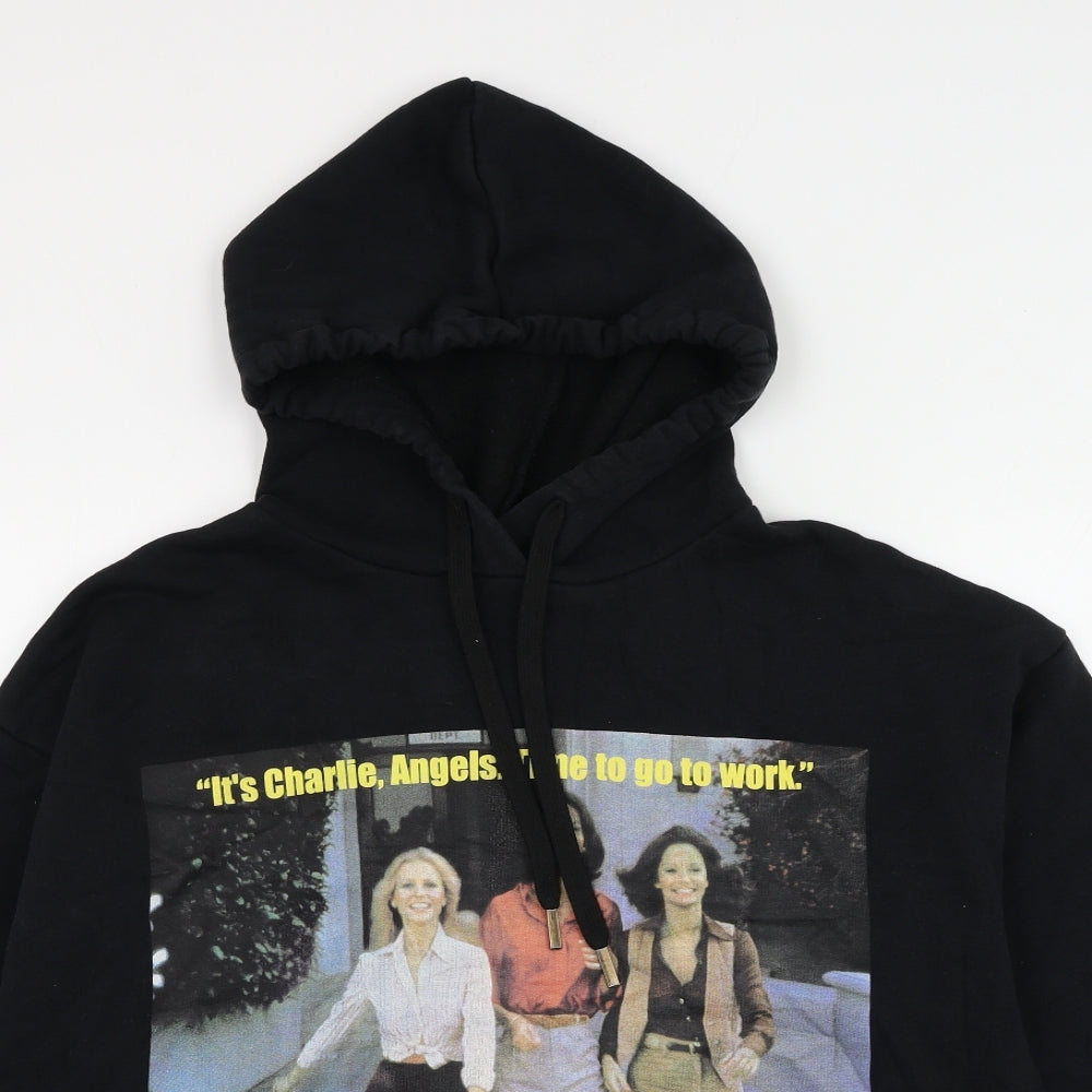 Zara Womens Black Cotton Pullover Hoodie Size L Pullover - Charlie's Angels