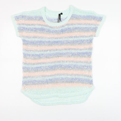 Intuition Womens Multicoloured Round Neck Striped Acrylic Pullover Jumper Size 12