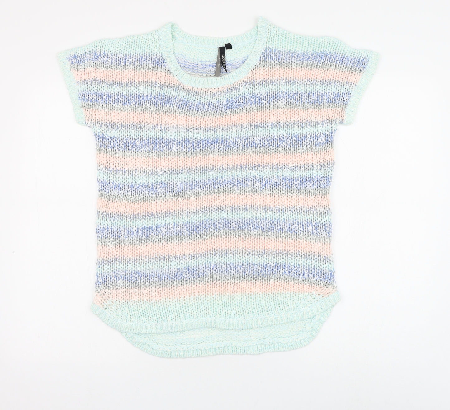 Intuition Womens Multicoloured Round Neck Striped Acrylic Pullover Jumper Size 12