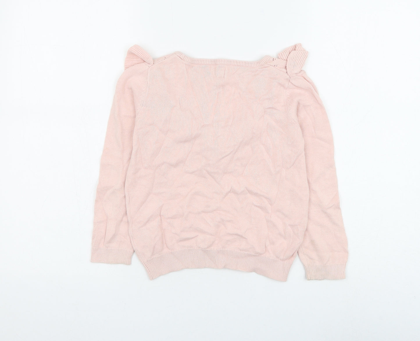 F&F Girls Pink Round Neck Cotton Pullover Jumper Size 6-7 Years Pullover