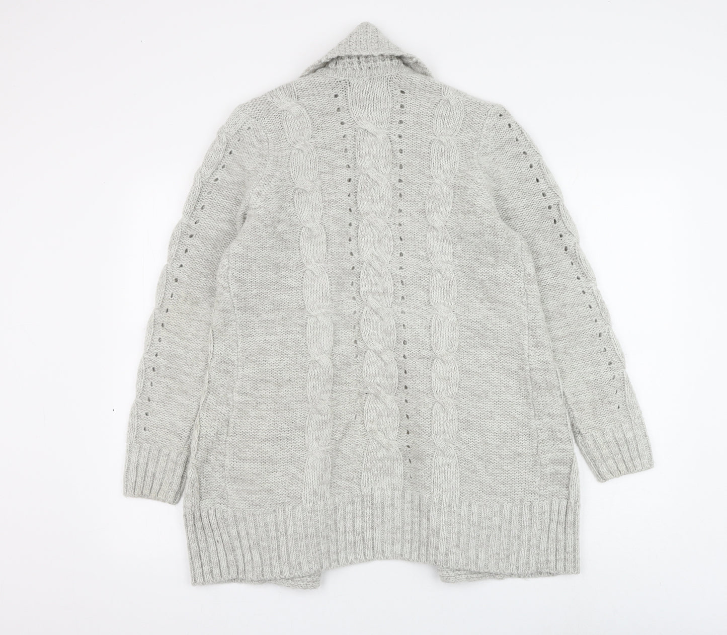 New Look Womens Grey V-Neck Acrylic Cardigan Jumper Size 12