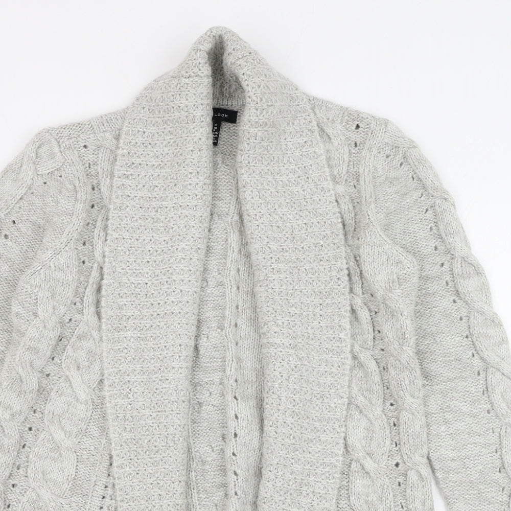 New Look Womens Grey V-Neck Acrylic Cardigan Jumper Size 12