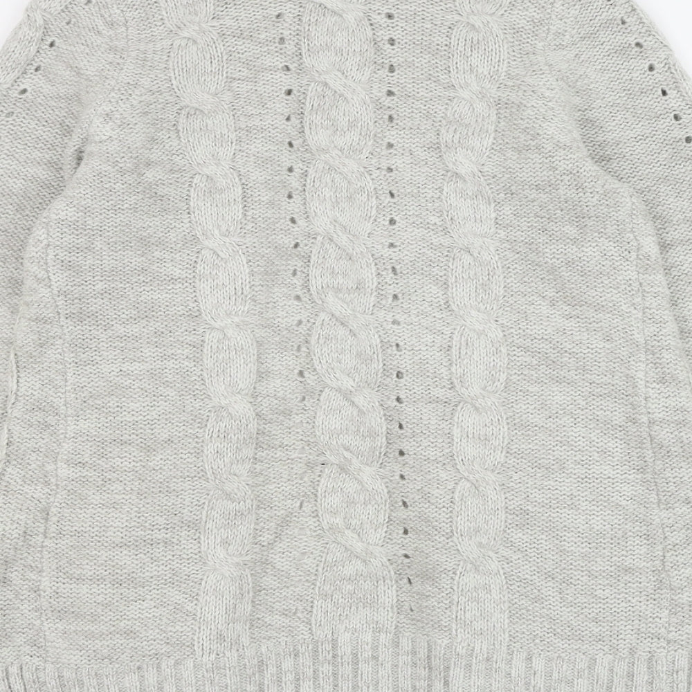 New Look Womens Grey V-Neck Acrylic Cardigan Jumper Size 12