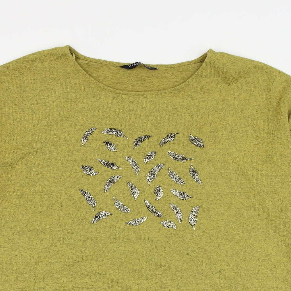 Viz A Viz Womens Green Round Neck Polyester Pullover Jumper Size 14 - Leaf