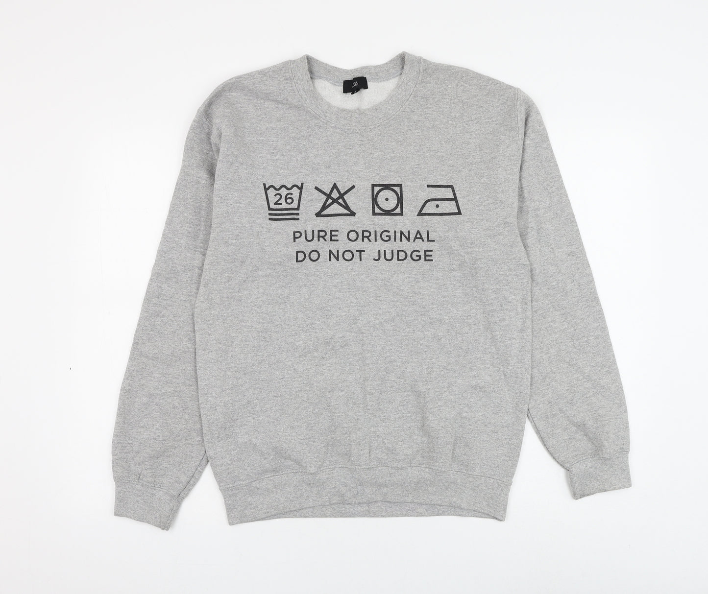 River Island Mens Grey Polyester Pullover Sweatshirt Size S - Slogan