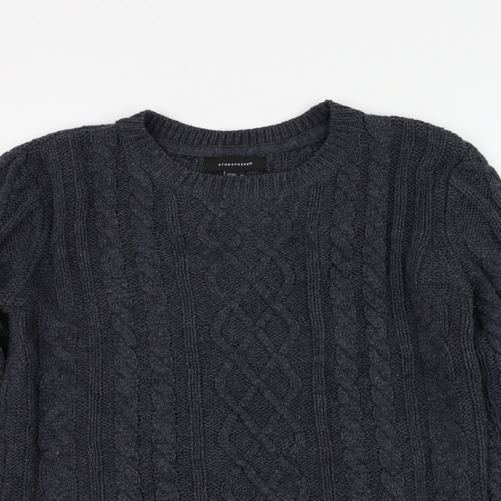 Atmosphere Womens Blue Round Neck Acrylic Pullover Jumper Size 10