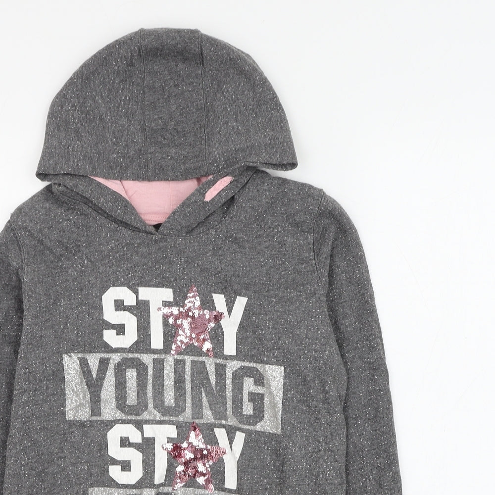 George Girls Grey Polyester Pullover Hoodie Size 11-12 Years Pullover - Stay Young Stay Cool
