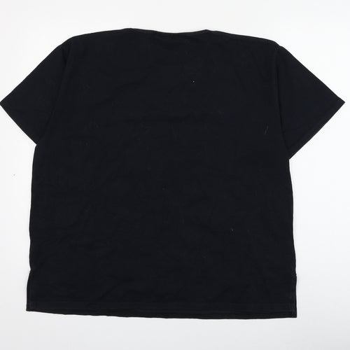 ELVI Womens Black Floral Cotton Basic T-Shirt Size S Round Neck