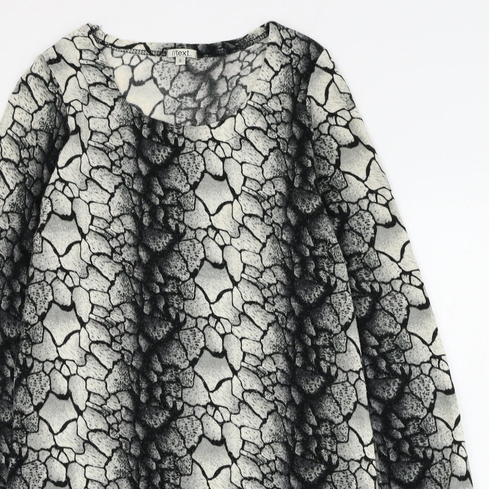 Text Womens Grey Round Neck Animal Print Acrylic Pullover Jumper Size S - Snake Print