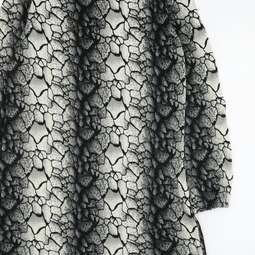 Text Womens Grey Round Neck Animal Print Acrylic Pullover Jumper Size S - Snake Print