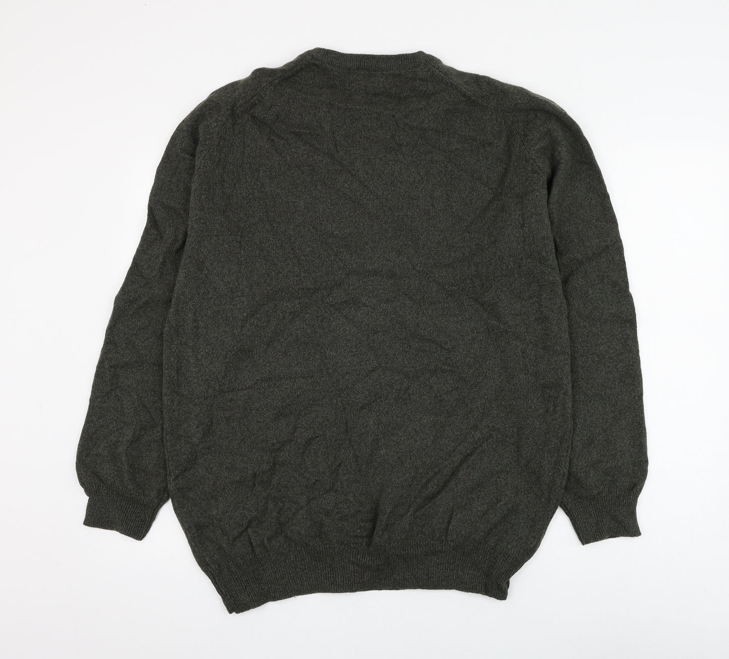 Marks and Spencer Mens Green Round Neck Wool Pullover Jumper Size L