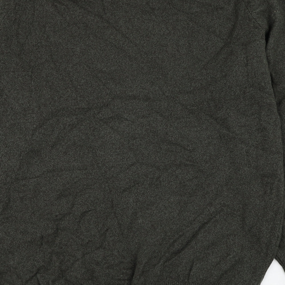 Marks and Spencer Mens Green Round Neck Wool Pullover Jumper Size L