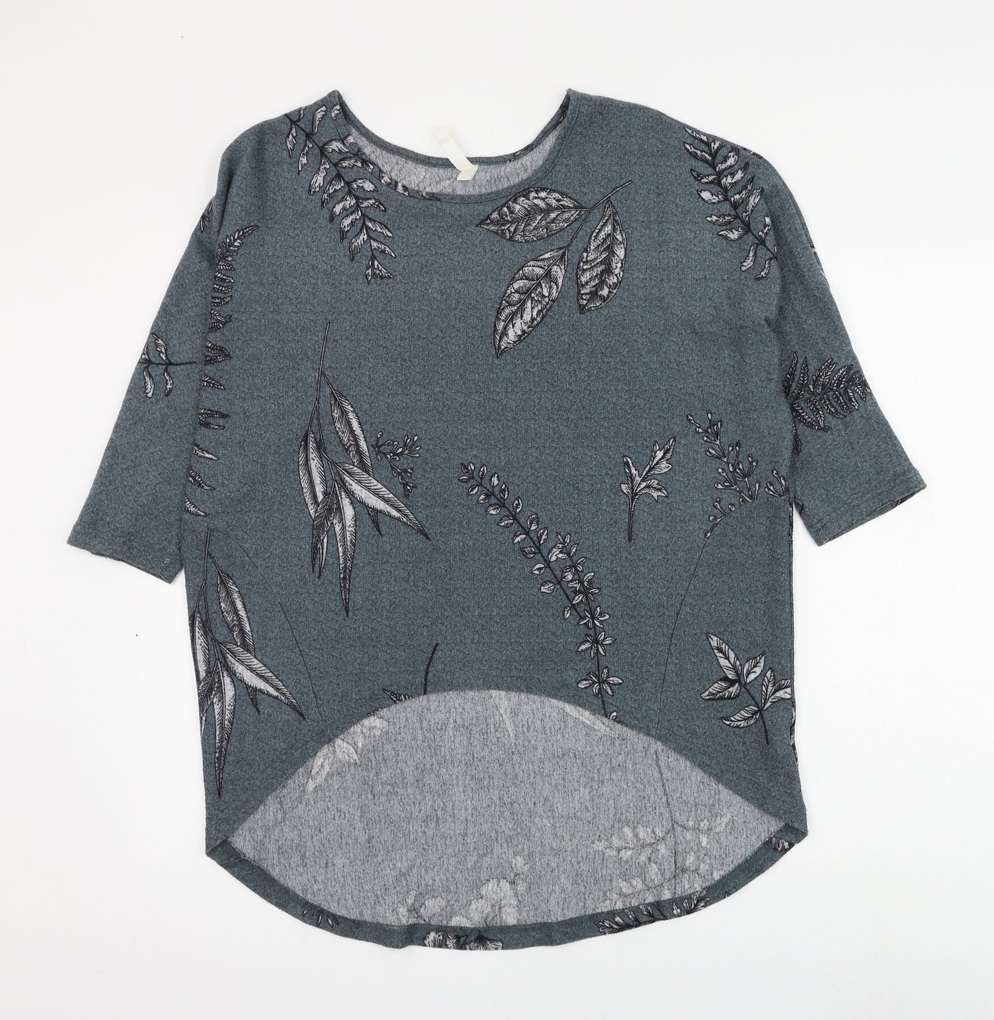 Preworn Womens Grey Round Neck Floral Polyester Pullover Jumper Size 10