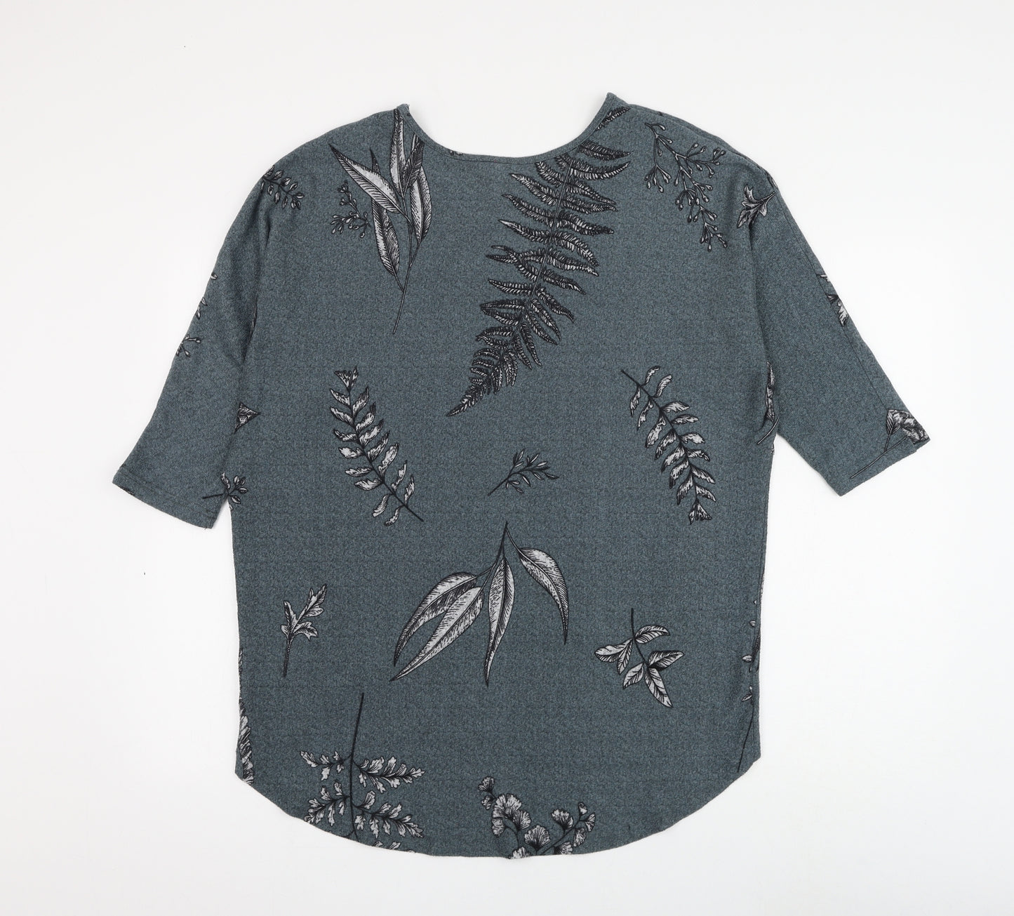 Preworn Womens Grey Round Neck Floral Polyester Pullover Jumper Size 10