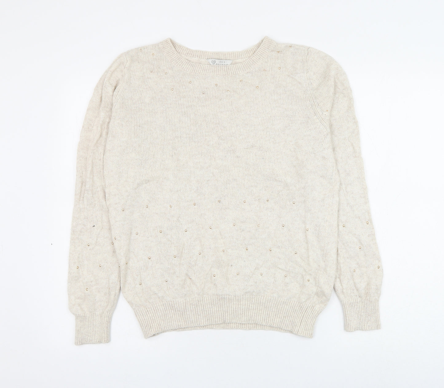 BHS Womens White Round Neck Viscose Pullover Jumper Size 14