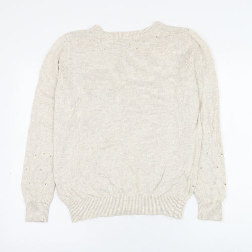 BHS Womens White Round Neck Viscose Pullover Jumper Size 14