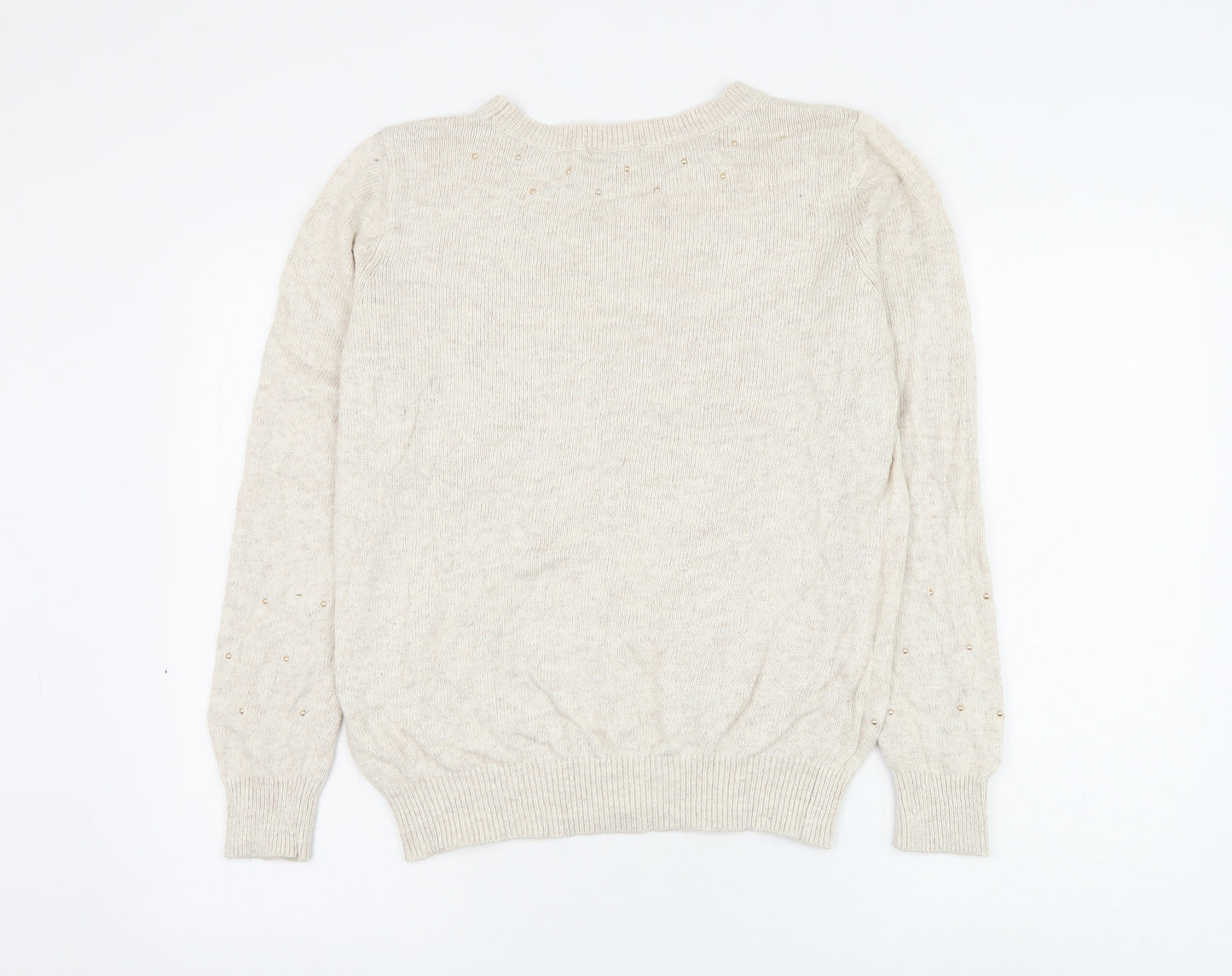 BHS Womens White Round Neck Viscose Pullover Jumper Size 14