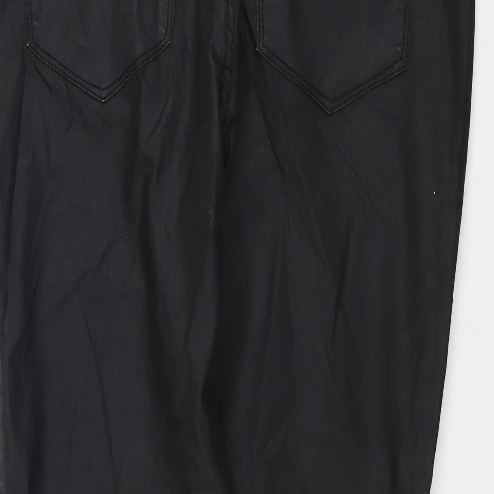 F&F Womens Black Cotton Trousers Size 12 L25 in Regular Zip