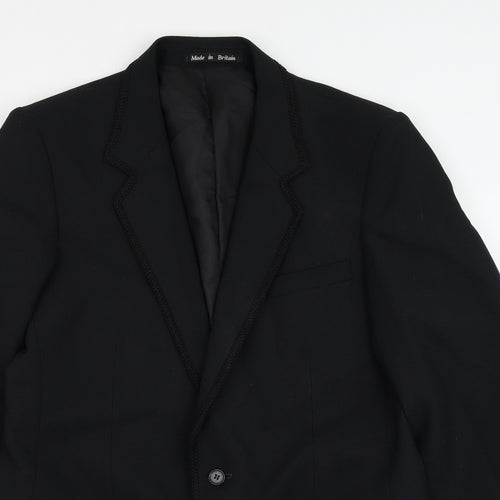 Grendale Mens Black Polyester Jacket Suit Jacket Size 38