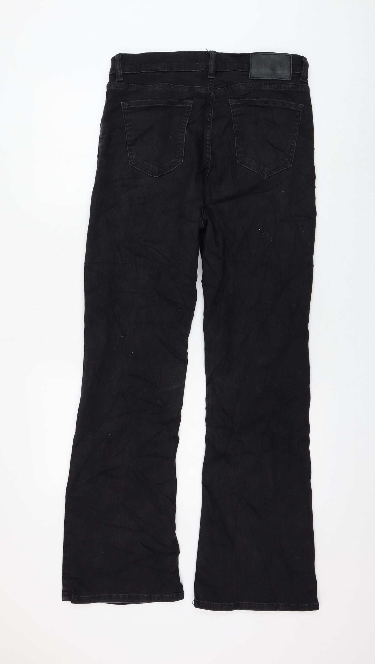 Autograph Womens Black Cotton Bootcut Jeans Size 12 L30 in Regular Zip