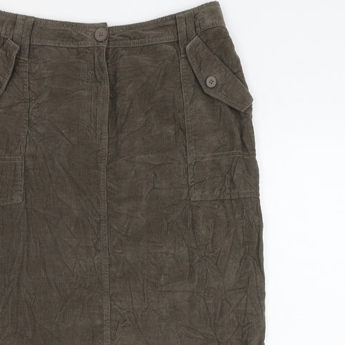 TU Womens Green Cotton Cargo Skirt Size 14 Zip