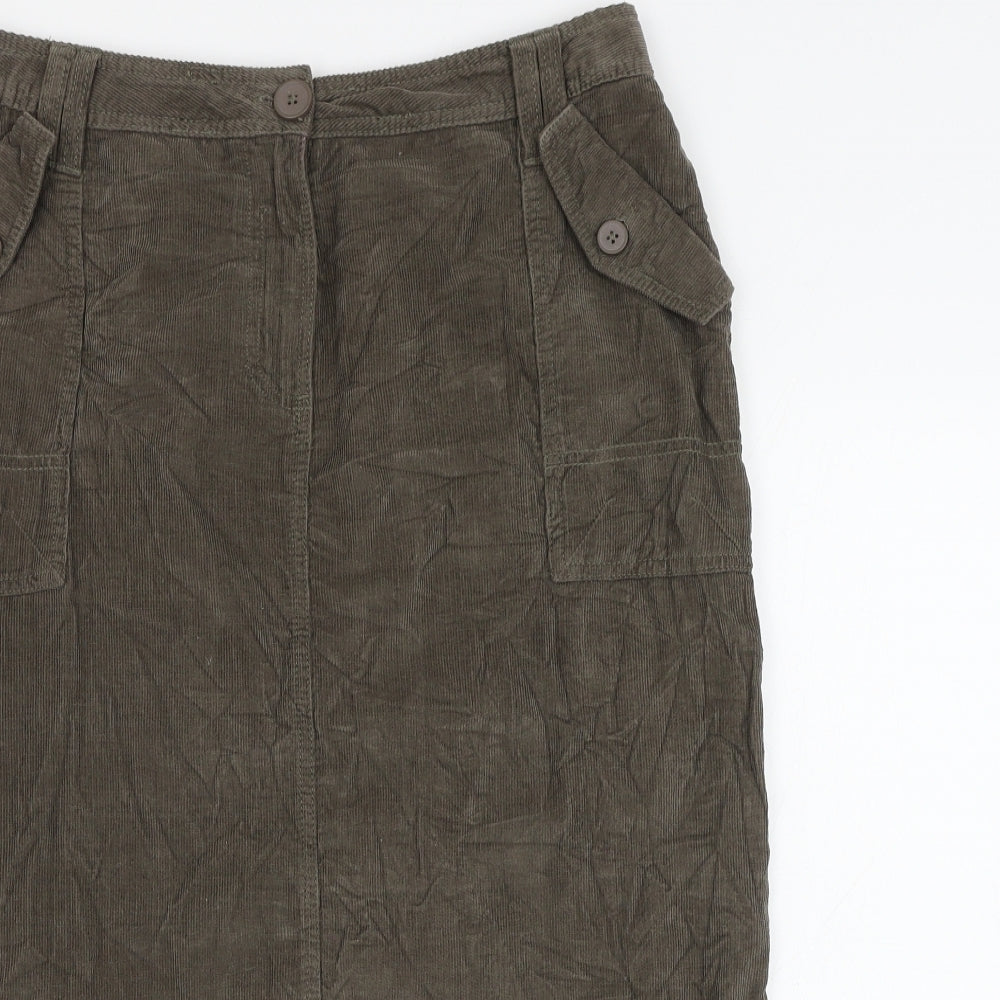 TU Womens Green Cotton Cargo Skirt Size 14 Zip