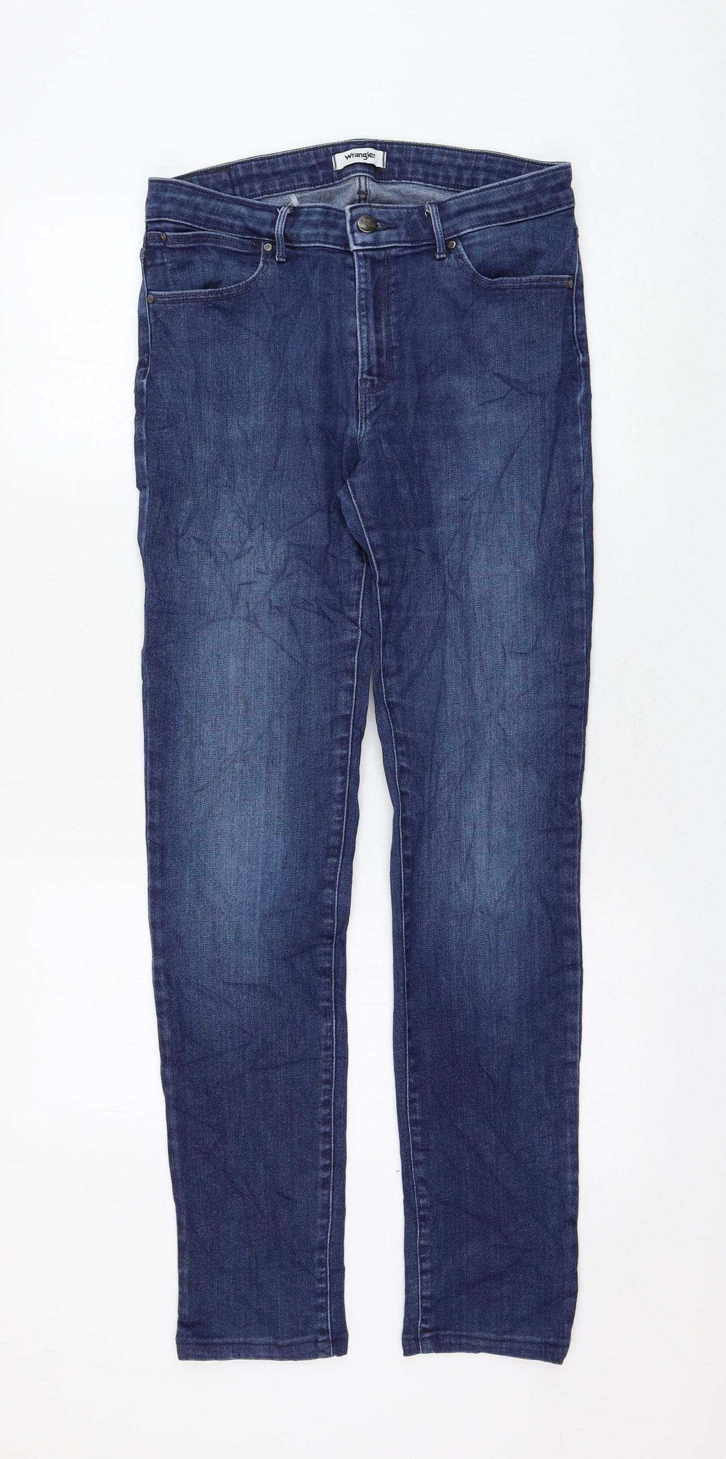 Wrangler Womens Blue Cotton Skinny Jeans Size 30 in L32 in Regular Zip