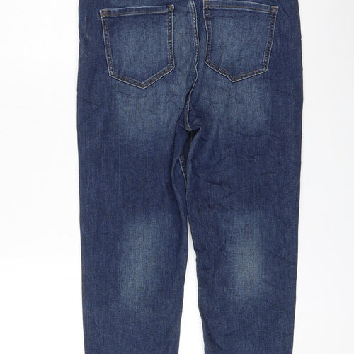 Marks and Spencer Womens Blue Cotton Cropped Jeans Size 12 L22 in Regular Zip