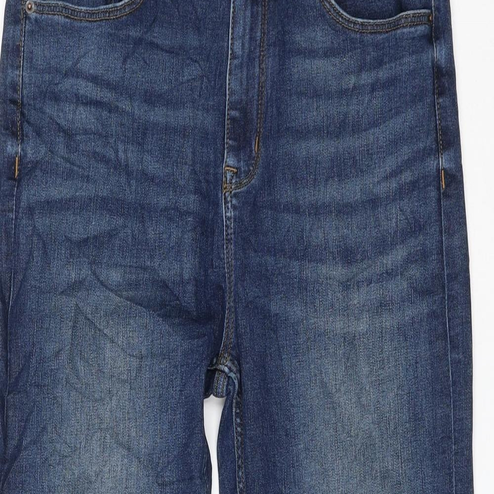 Marks and Spencer Womens Blue Cotton Cropped Jeans Size 12 L22 in Regular Zip