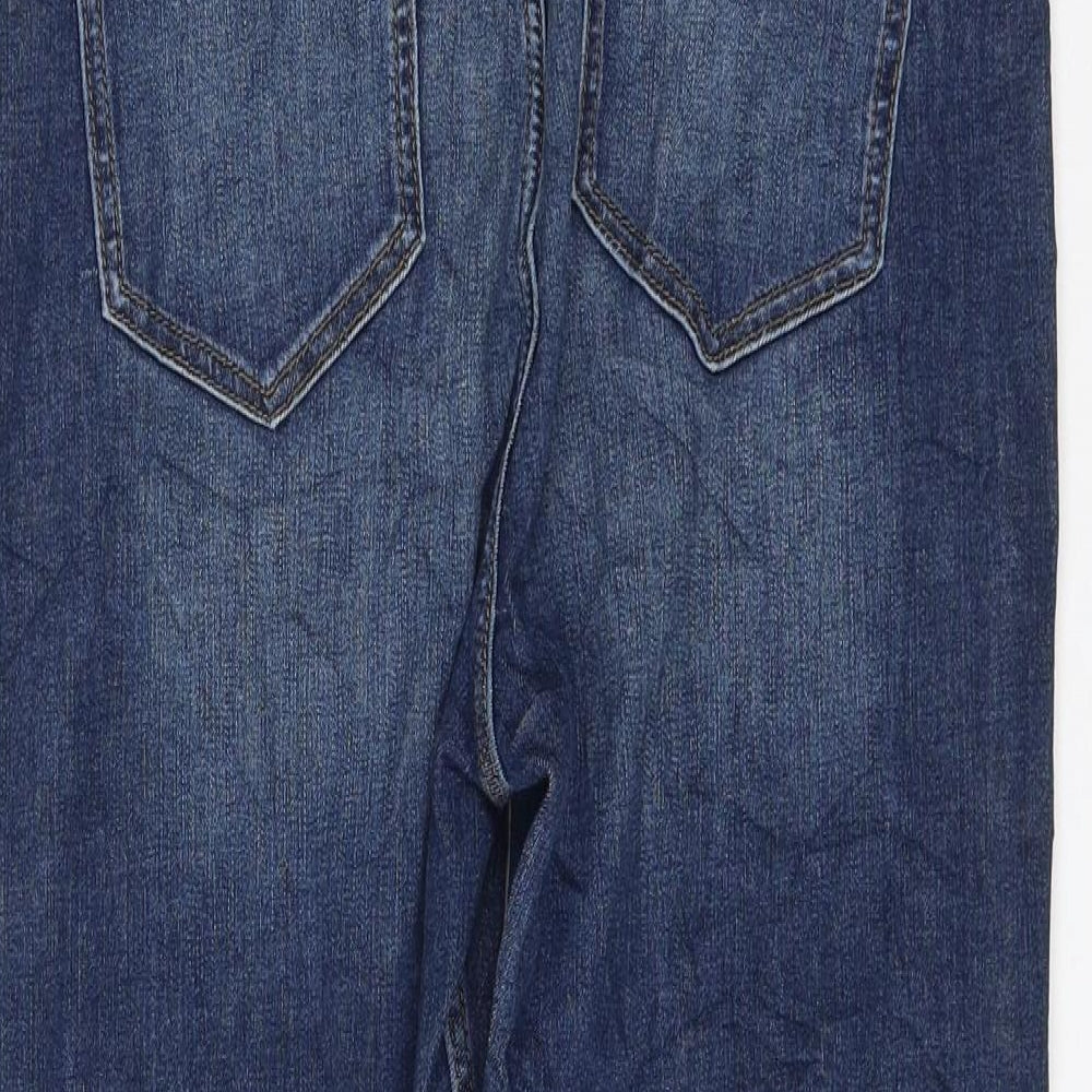 Marks and Spencer Womens Blue Cotton Cropped Jeans Size 12 L22 in Regular Zip