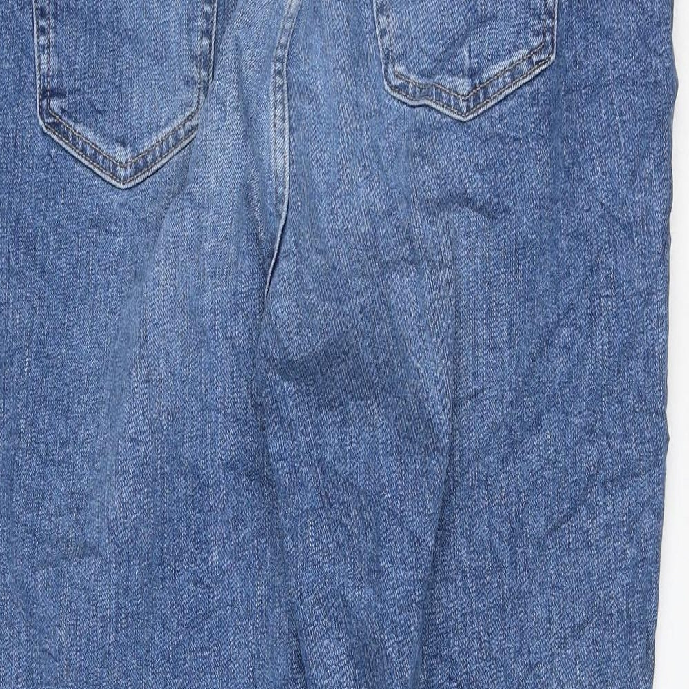 Marks and Spencer Womens Blue Cotton Mom Jeans Size 18 L27 in Regular Zip