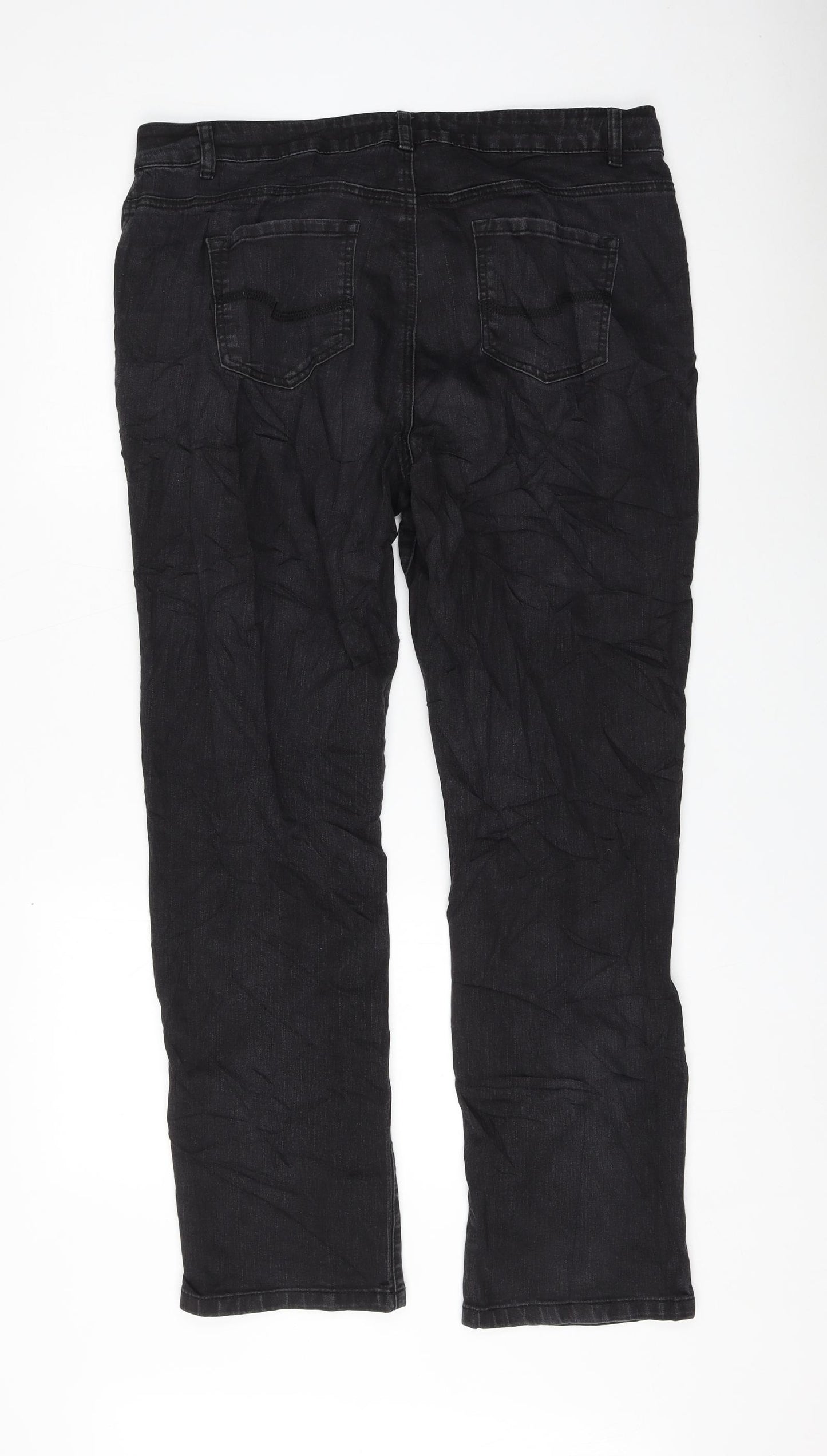 TU Womens Black Cotton Straight Jeans Size 16 L30 in Regular Zip