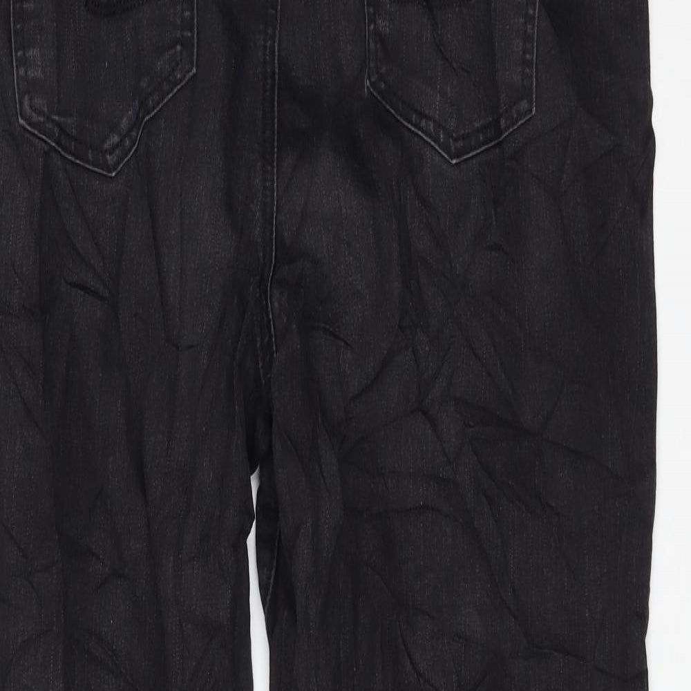 TU Womens Black Cotton Straight Jeans Size 16 L30 in Regular Zip