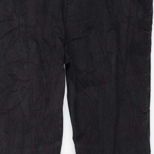 TU Womens Black Cotton Straight Jeans Size 16 L30 in Regular Zip