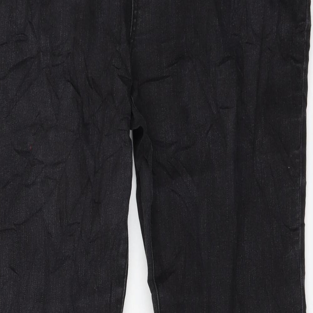 TU Womens Black Cotton Straight Jeans Size 16 L30 in Regular Zip
